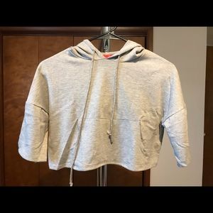 Grey hoodie crop top